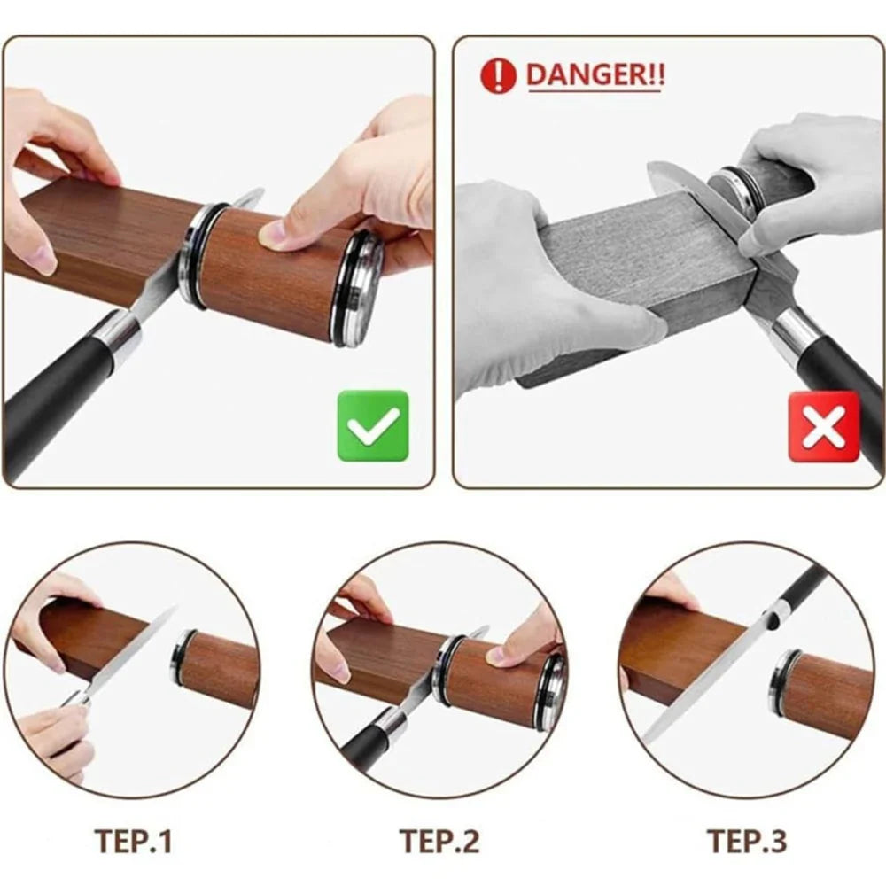 Rolkowa ostrzałka do noży, łatwe ostrzenie noży, rolkowy system ostrzenia noży kuchennych, oferuje ostrzenie 15-20 stopni